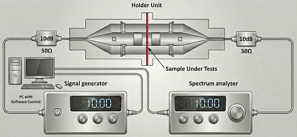 ASTM D4935 Shielding Effectiveness Testing Setup