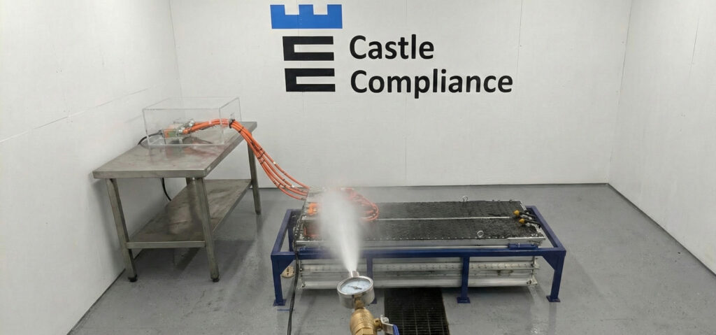 ISO 20653 Ingress Protection Testing - IPX6K Strong High-Velocity Water with Increased Pressure