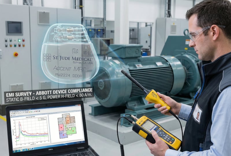 Image of an EMI site survey and risk assessment for Abbott (St. Jude Medical) Pacemaker & ICD