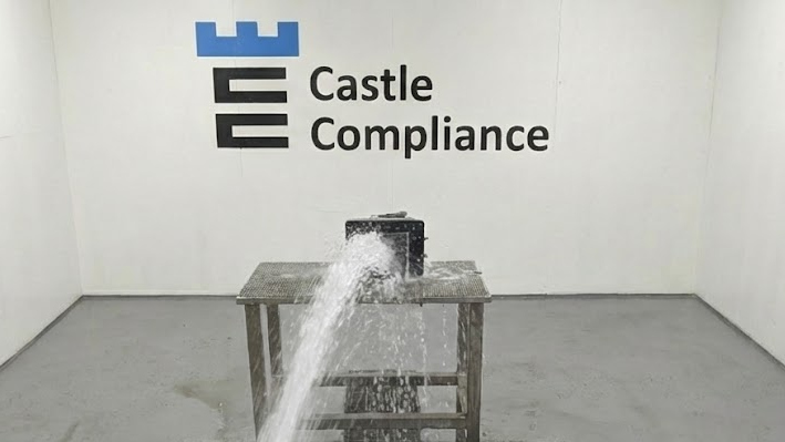 Photograph of an IP66 Powerful Water Jet Test